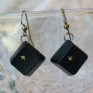 Computer Key Earrings. Black With White Arrows.